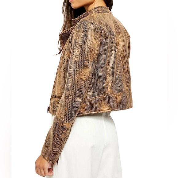 Free People Fenix SnakeSkin Vegan Leather Moto Jacket - Picture 2 of 8